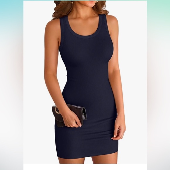 Tank Dress Scoop Neck Ribbed Bodycon Mini Slim Fitted Pencil Dresses
8083 - Picture 2 of 6